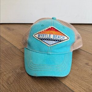 Lucky Brand Teal and Beige Mesh Cap with Embroidered Patch